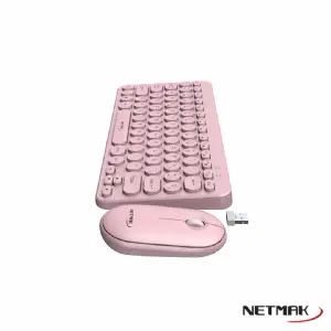 TECLADO Y MOUSE WIRELESS NETMAK KB850-P ROSA