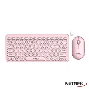TECLADO Y MOUSE WIRELESS NETMAK KB850-P ROSA