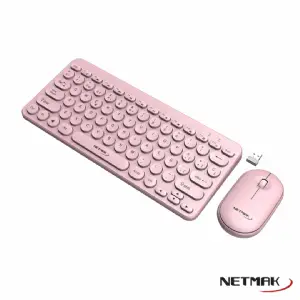 TECLADO Y MOUSE WIRELESS NETMAK KB850-P ROSA