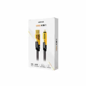 CABLE USB/USB-C/LIGHTNING 4-EN-1 NETMAK NM-123