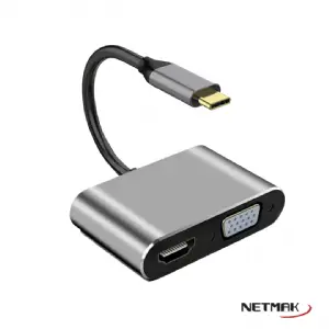 ADAPTADOR TYPE C NM-4EN1 USB-C/HDMI/USB-B/VGA/USB-C